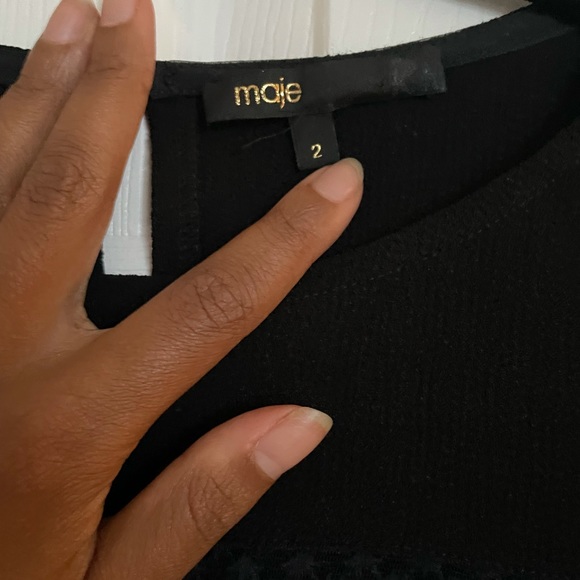 MAJE | Black Dress | Bell Sleeve | Size 2 - Picture 4 of 11